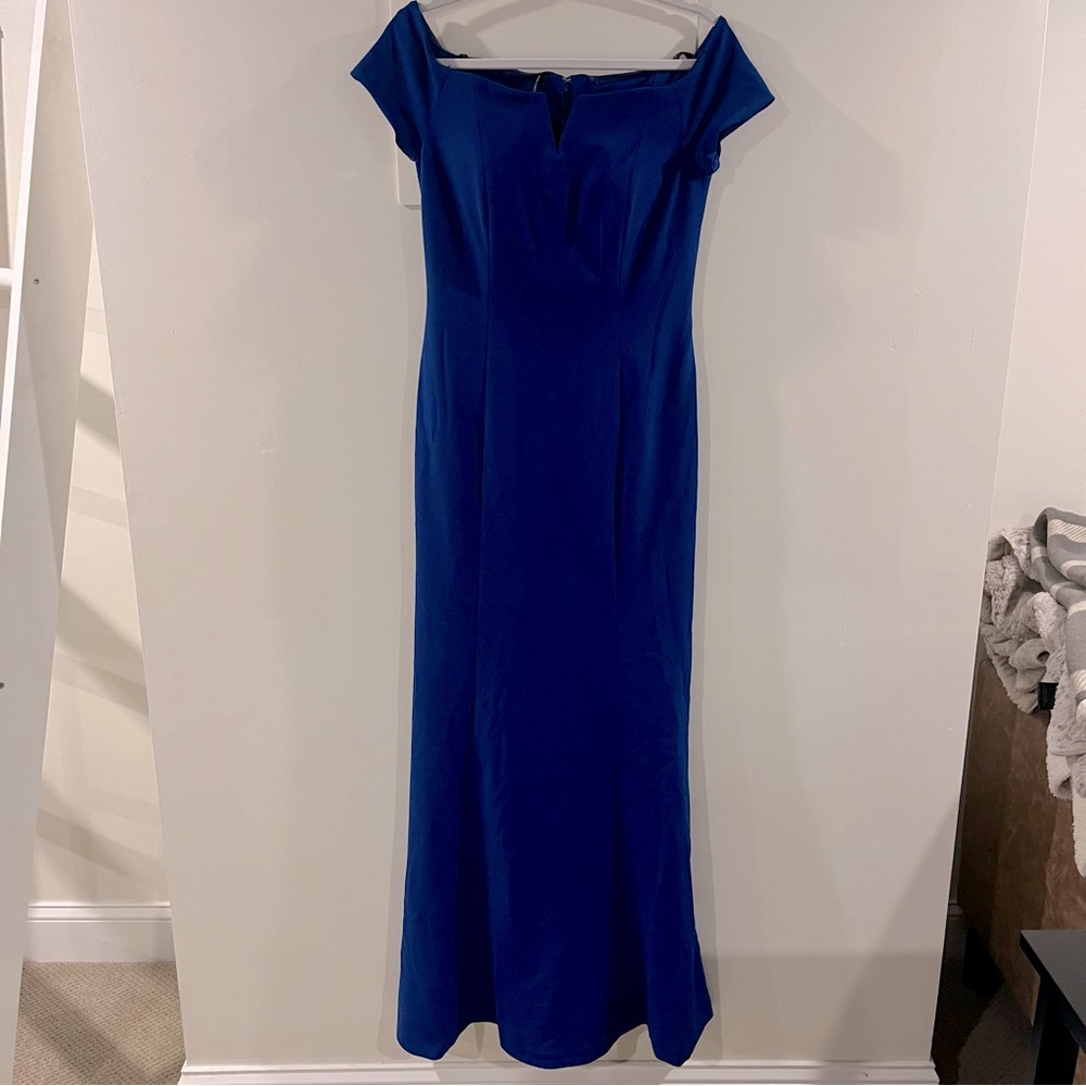 Calvin Klein Royal Blue Off-Shoulder Maxi Dress